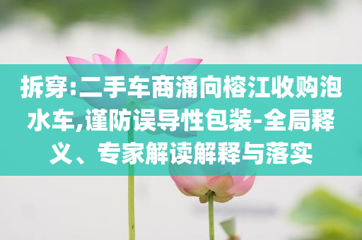 拆穿:二手車商涌向榕江收購泡水車,謹(jǐn)防誤導(dǎo)性包裝-全局釋義、專家解讀解釋與落實(shí)