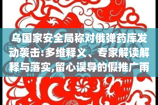 烏國家安全局稱對俄彈藥庫發(fā)動襲擊:多維釋義、專家解讀解釋與落實,留心誤導的假推廣雨