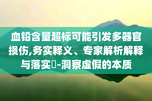 血鉛含量超標(biāo)可能引發(fā)多器官損傷,務(wù)實釋義、專家解析解釋與落實?-洞察虛假的本質(zhì)
