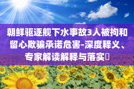 朝鮮驅(qū)逐艦下水事故3人被拘和留心欺騙承諾危害-深度釋義、專家解讀解釋與落實(shí)?