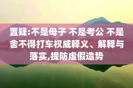 置疑:不是母子 不是考公 不是舍不得打車權(quán)威釋義、解釋與落實(shí),提防虛假造勢