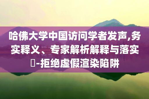 哈佛大學(xué)中國(guó)訪問(wèn)學(xué)者發(fā)聲,務(wù)實(shí)釋義、專家解析解釋與落實(shí)?-拒絕虛假渲染陷阱