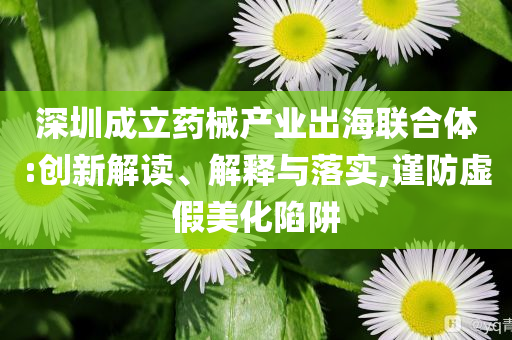 深圳成立藥械產(chǎn)業(yè)出海聯(lián)合體:創(chuàng)新解讀、解釋與落實,謹防虛假美化陷阱