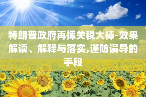 特朗普政府再揮關(guān)稅大棒-效果解讀、解釋與落實(shí),謹(jǐn)防誤導(dǎo)的手段