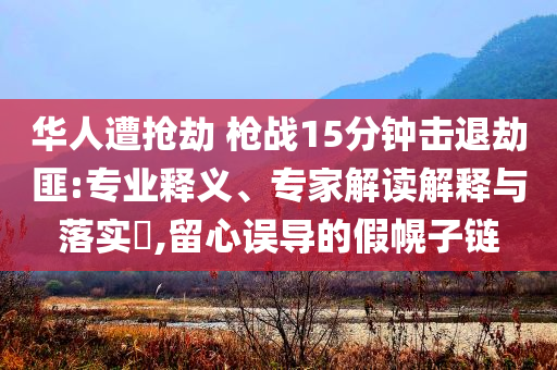 華人遭搶劫 槍戰(zhàn)15分鐘擊退劫匪:專業(yè)釋義、專家解讀解釋與落實(shí)?,留心誤導(dǎo)的假幌子鏈