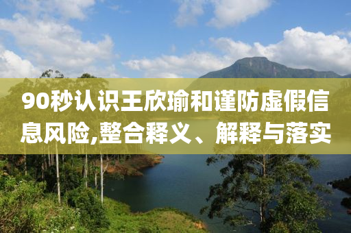 90秒認識王欣瑜和謹防虛假信息風險,整合釋義、解釋與落實