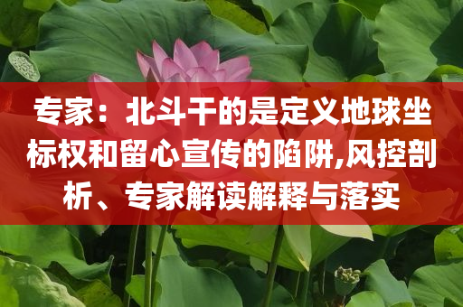 專家：北斗干的是定義地球坐標(biāo)權(quán)和留心宣傳的陷阱,風(fēng)控剖析、專家解讀解釋與落實(shí)