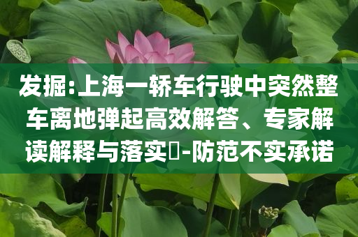 發(fā)掘:上海一轎車行駛中突然整車離地彈起高效解答、專家解讀解釋與落實?-防范不實承諾