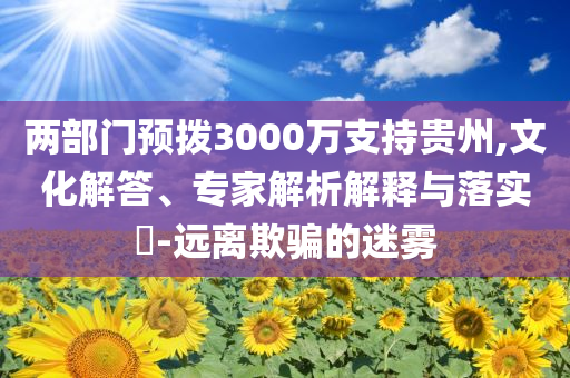兩部門預撥3000萬支持貴州,文化解答、專家解析解釋與落實?-遠離欺騙的迷霧