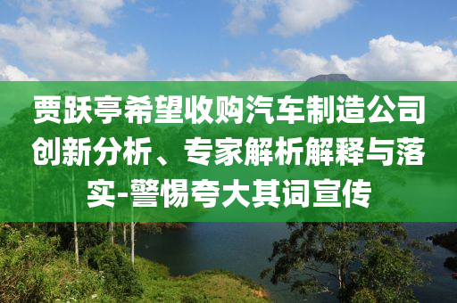 賈躍亭希望收購汽車制造公司創(chuàng)新分析、專家解析解釋與落實(shí)-警惕夸大其詞宣傳