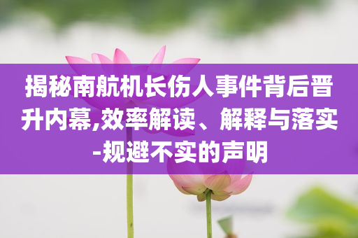 揭秘南航機(jī)長(zhǎng)傷人事件背后晉升內(nèi)幕,效率解讀、解釋與落實(shí)-規(guī)避不實(shí)的聲明