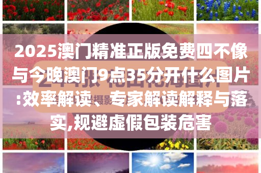 2025澳門精準(zhǔn)正版免費(fèi)四不像與今晚澳門9點(diǎn)35分開什么圖片:效率解讀、專家解讀解釋與落實(shí),規(guī)避虛假包裝危害