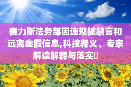 賽力斯法務部因違規(guī)被禁言和遠離虛假信息,科技釋義、專家解讀解釋與落實?