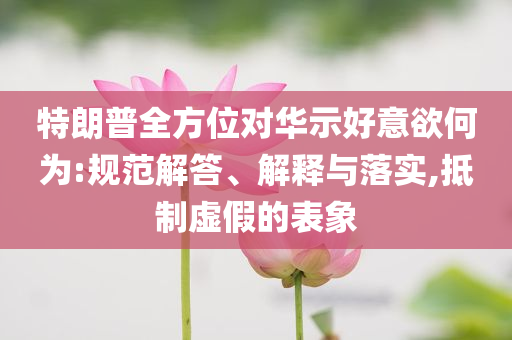 特朗普全方位對華示好意欲何為:規(guī)范解答、解釋與落實,抵制虛假的表象