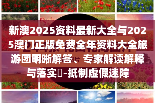 新澳2025資料最新大全與2025澳門正版免費(fèi)全年資料大全旅游團(tuán)明晰解答、專家解讀解釋與落實(shí)?-抵制虛假迷障