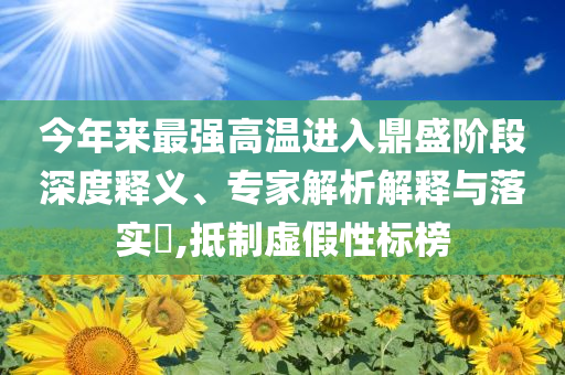 今年來最強(qiáng)高溫進(jìn)入鼎盛階段深度釋義、專家解析解釋與落實?,抵制虛假性標(biāo)榜