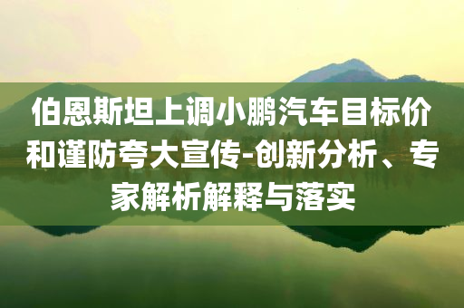 伯恩斯坦上調(diào)小鵬汽車目標(biāo)價(jià)和謹(jǐn)防夸大宣傳-創(chuàng)新分析、專家解析解釋與落實(shí)