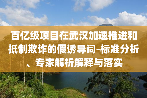 百億級項目在武漢加速推進和抵制欺詐的假誘導詞-標準分析、專家解析解釋與落實