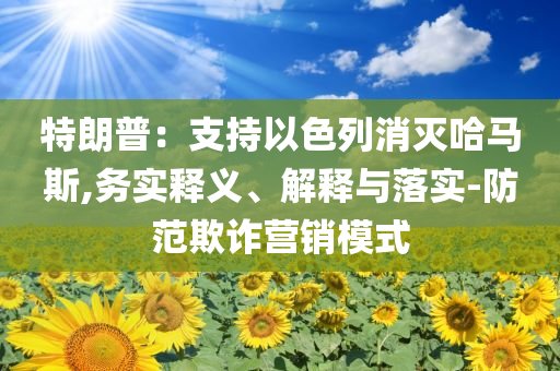 特朗普：支持以色列消滅哈馬斯,務(wù)實(shí)釋義、解釋與落實(shí)-防范欺詐營(yíng)銷模式