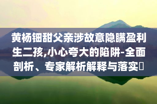 黃楊鈿甜父親涉故意隱瞞盈利生二孩,小心夸大的陷阱-全面剖析、專家解析解釋與落實(shí)?