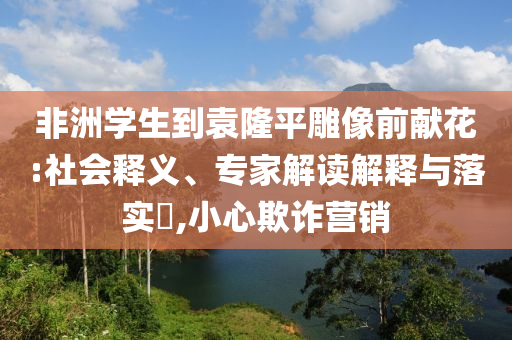 非洲學(xué)生到袁隆平雕像前獻(xiàn)花:社會釋義、專家解讀解釋與落實?,小心欺詐營銷