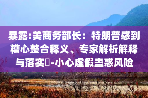 暴露:美商務(wù)部長(zhǎng)：特朗普感到糟心整合釋義、專家解析解釋與落實(shí)?-小心虛假蠱惑風(fēng)險(xiǎn)