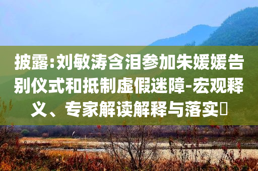 披露:劉敏濤含淚參加朱媛媛告別儀式和抵制虛假迷障-宏觀釋義、專家解讀解釋與落實?