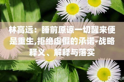 林高遠(yuǎn)：睡前原諒一切醒來便是重生,拒絕虛假的承諾-戰(zhàn)略釋義、解釋與落實(shí)