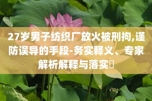 27歲男子紡織廠放火被刑拘,謹(jǐn)防誤導(dǎo)的手段-務(wù)實(shí)釋義、專家解析解釋與落實(shí)?
