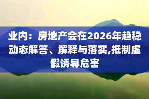 業(yè)內(nèi)：房地產(chǎn)會(huì)在2026年趨穩(wěn)動(dòng)態(tài)解答、解釋與落實(shí),抵制虛假誘導(dǎo)危害