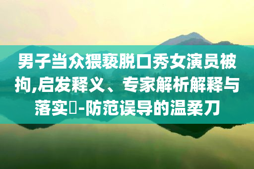男子當(dāng)眾猥褻脫口秀女演員被拘,啟發(fā)釋義、專家解析解釋與落實(shí)?-防范誤導(dǎo)的溫柔刀