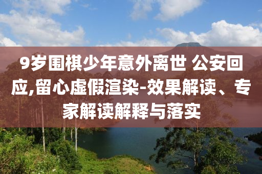 9歲圍棋少年意外離世 公安回應(yīng),留心虛假渲染-效果解讀、專家解讀解釋與落實(shí)