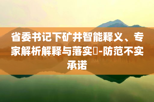 省委書記下礦井智能釋義、專家解析解釋與落實?-防范不實承諾