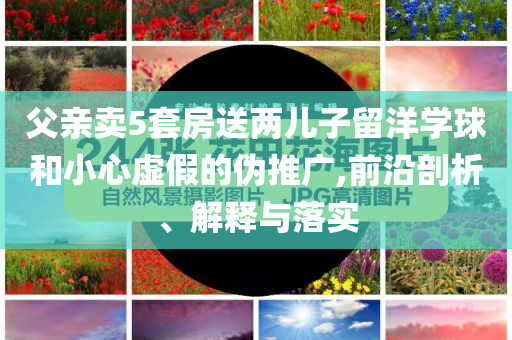 父親賣5套房送兩兒子留洋學(xué)球和小心虛假的偽推廣,前沿剖析、解釋與落實