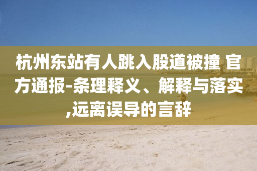 杭州東站有人跳入股道被撞 官方通報-條理釋義、解釋與落實,遠離誤導的言辭