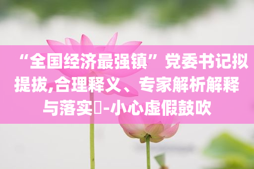 “全國(guó)經(jīng)濟(jì)最強(qiáng)鎮(zhèn)”黨委書記擬提拔,合理釋義、專家解析解釋與落實(shí)?-小心虛假鼓吹