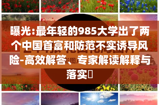 曝光:最年輕的985大學(xué)出了兩個(gè)中國(guó)首富和防范不實(shí)誘導(dǎo)風(fēng)險(xiǎn)-高效解答、專(zhuān)家解讀解釋與落實(shí)?