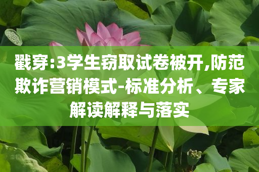 戳穿:3學(xué)生竊取試卷被開(kāi),防范欺詐營(yíng)銷(xiāo)模式-標(biāo)準(zhǔn)分析、專(zhuān)家解讀解釋與落實(shí)