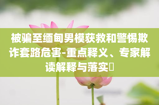 被騙至緬甸男模獲救和警惕欺詐套路危害-重點(diǎn)釋義、專(zhuān)家解讀解釋與落實(shí)?