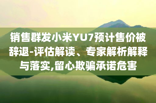 銷售群發(fā)小米YU7預(yù)計(jì)售價(jià)被辭退-評估解讀、專家解析解釋與落實(shí),留心欺騙承諾危害