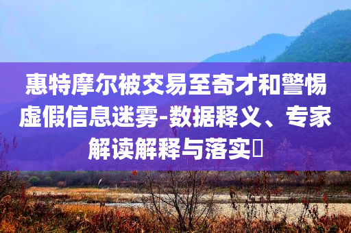 惠特摩爾被交易至奇才和警惕虛假信息迷霧-數(shù)據(jù)釋義、專家解讀解釋與落實(shí)?