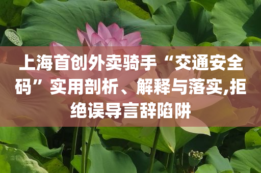 上海首創(chuàng)外賣騎手“交通安全碼”實用剖析、解釋與落實,拒絕誤導(dǎo)言辭陷阱