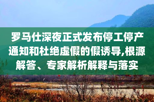 羅馬仕深夜正式發(fā)布停工停產(chǎn)通知和杜絕虛假的假誘導,根源解答、專家解析解釋與落實