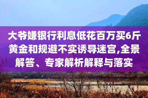 大爺嫌銀行利息低花百萬買6斤黃金和規(guī)避不實(shí)誘導(dǎo)迷宮,全景解答、專家解析解釋與落實(shí)