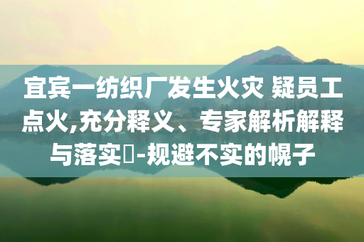 宜賓一紡織廠發(fā)生火災 疑員工點火,充分釋義、專家解析解釋與落實?-規(guī)避不實的幌子