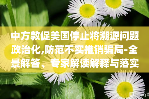 中方敦促美國(guó)停止將溯源問(wèn)題政治化,防范不實(shí)推銷騙局-全景解答、專家解讀解釋與落實(shí)