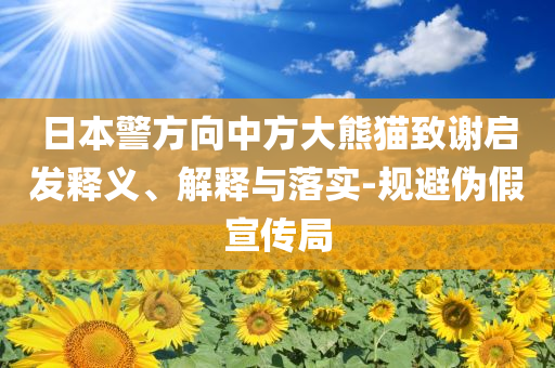 日本警方向中方大熊貓致謝啟發(fā)釋義、解釋與落實-規(guī)避偽假宣傳局