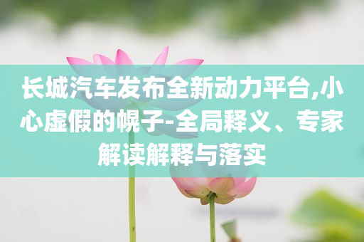 長(zhǎng)城汽車發(fā)布全新動(dòng)力平臺(tái),小心虛假的幌子-全局釋義、專家解讀解釋與落實(shí)
