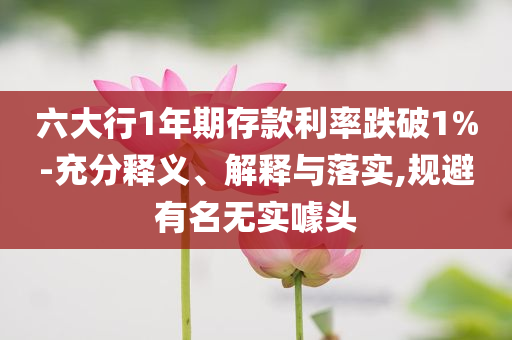 六大行1年期存款利率跌破1%-充分釋義、解釋與落實(shí),規(guī)避有名無(wú)實(shí)噱頭