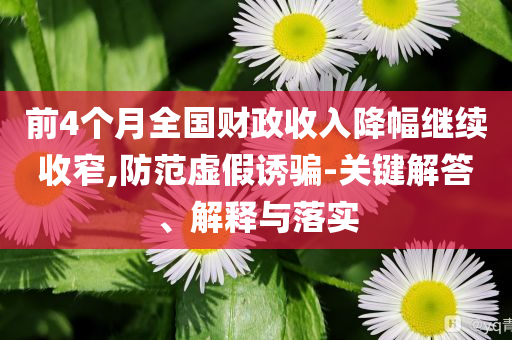 前4個月全國財政收入降幅繼續(xù)收窄,防范虛假誘騙-關鍵解答、解釋與落實